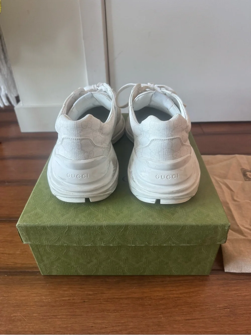 Gucci White Chunky Mesh & Leather Sneakers